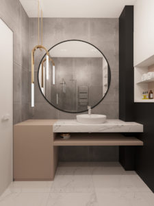tips de interiorismo para el cuarto de bano espejo con borde negro 1